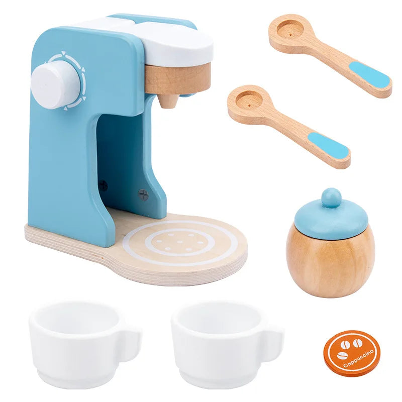 Wooden Kitchen Pretend Wooden Coffee , Toaster, Food Mixer.