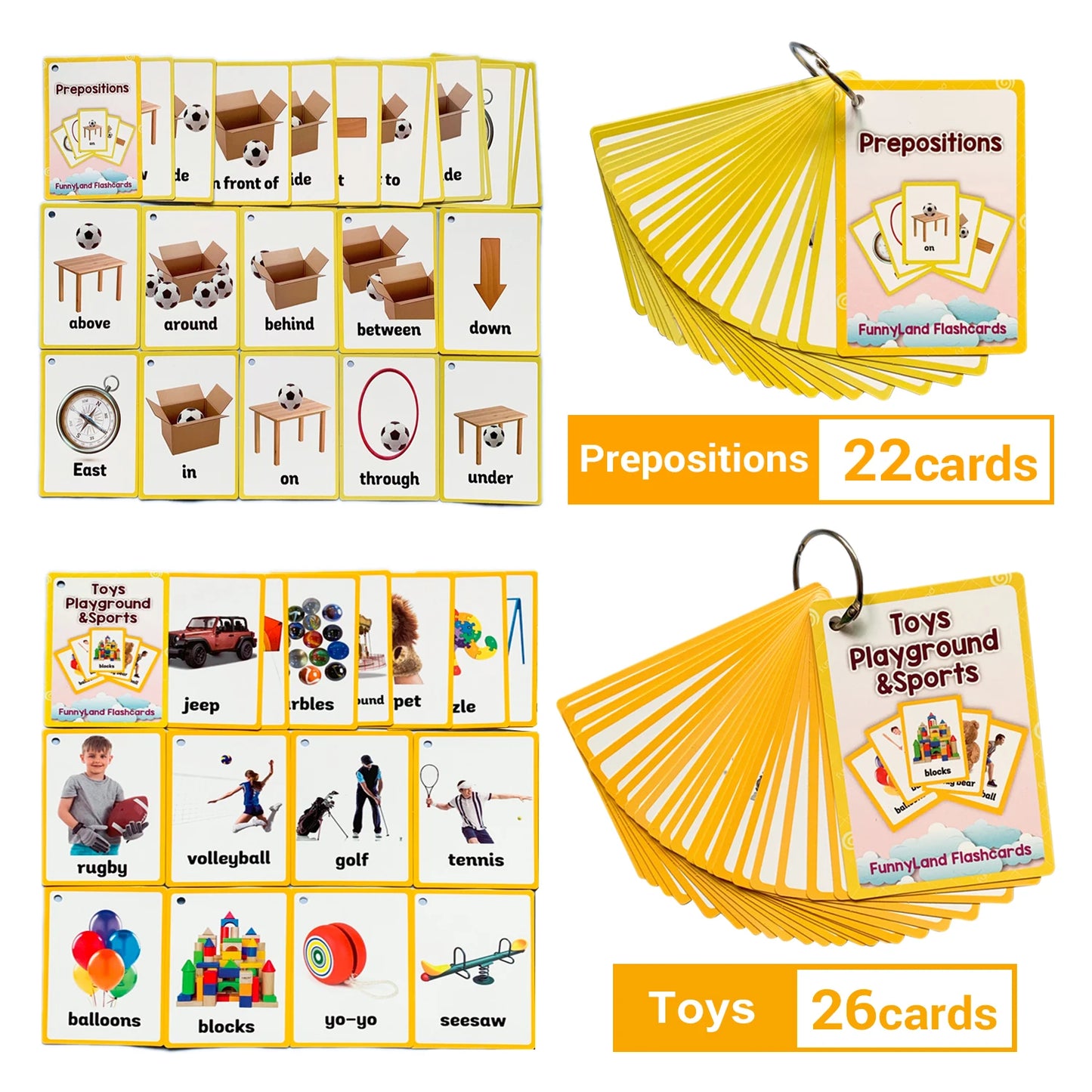 2 Sets of Montessori Baby Learning  Word Flash pocket Cards