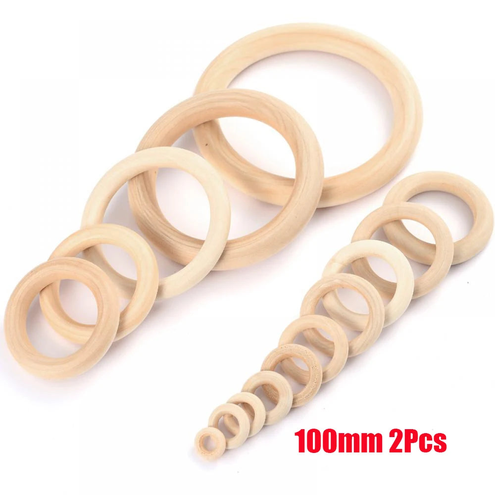 12-125mm Wooden Rings Teether / Crafts  Handmade Natural Maple Wood