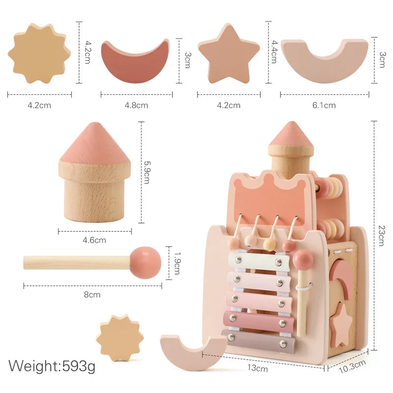 Montessori Woodenk Pink Castle Coordination and Fine Motor Skills
