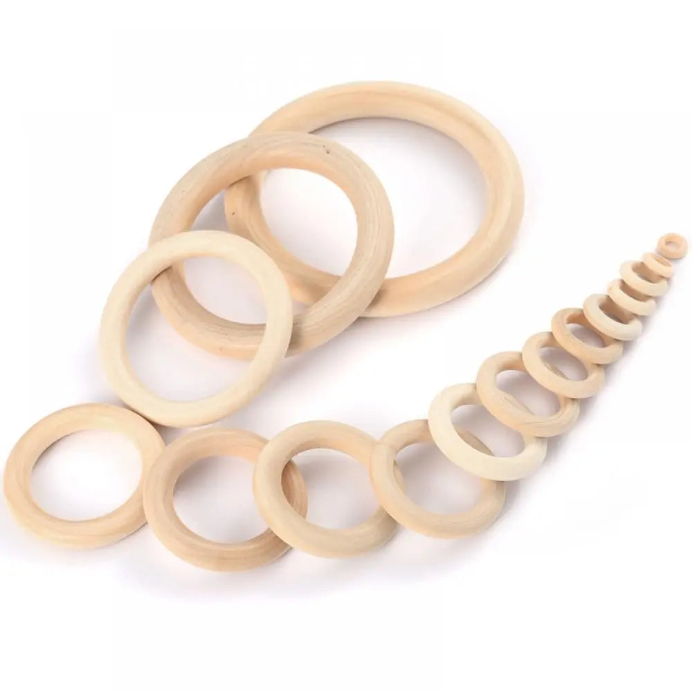12-125mm Wooden Rings Teether / Crafts  Handmade Natural Maple Wood