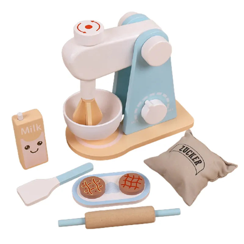 Wooden Kitchen Pretend Wooden Coffee , Toaster, Food Mixer.