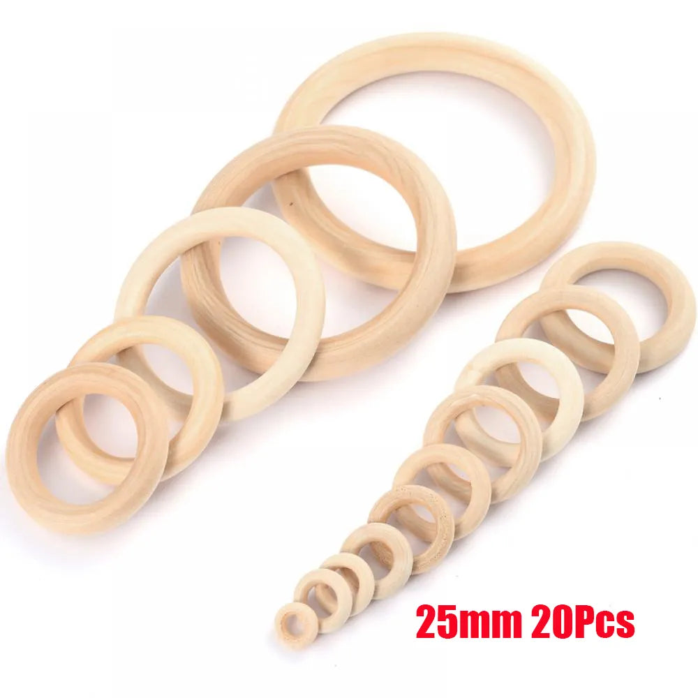 12-125mm Wooden Rings Teether / Crafts  Handmade Natural Maple Wood