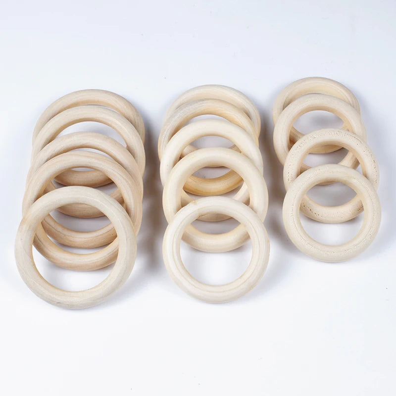 12-125mm Wooden Rings Teether / Crafts  Handmade Natural Maple Wood