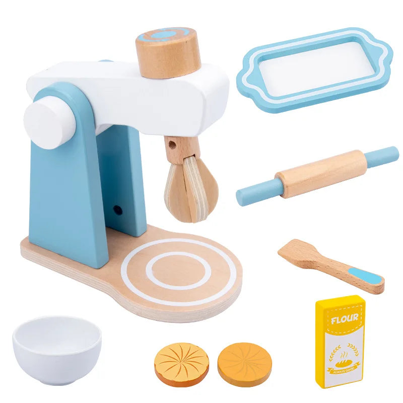 Wooden Kitchen Pretend Wooden Coffee , Toaster, Food Mixer.