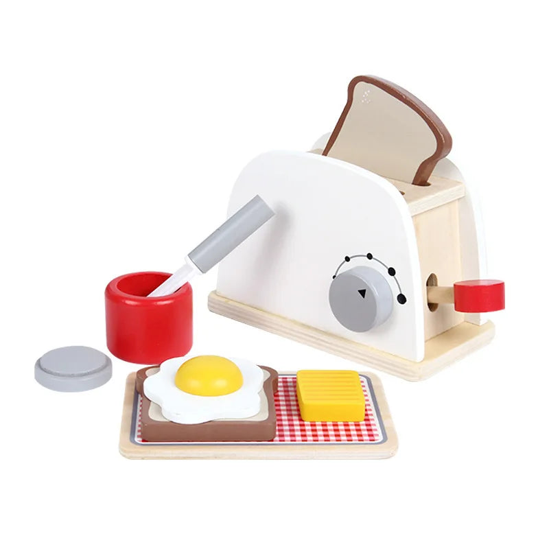 Wooden Kitchen Pretend Wooden Coffee , Toaster, Food Mixer.