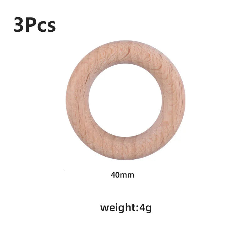 12-125mm Wooden Rings Teether / Crafts  Handmade Natural Maple Wood