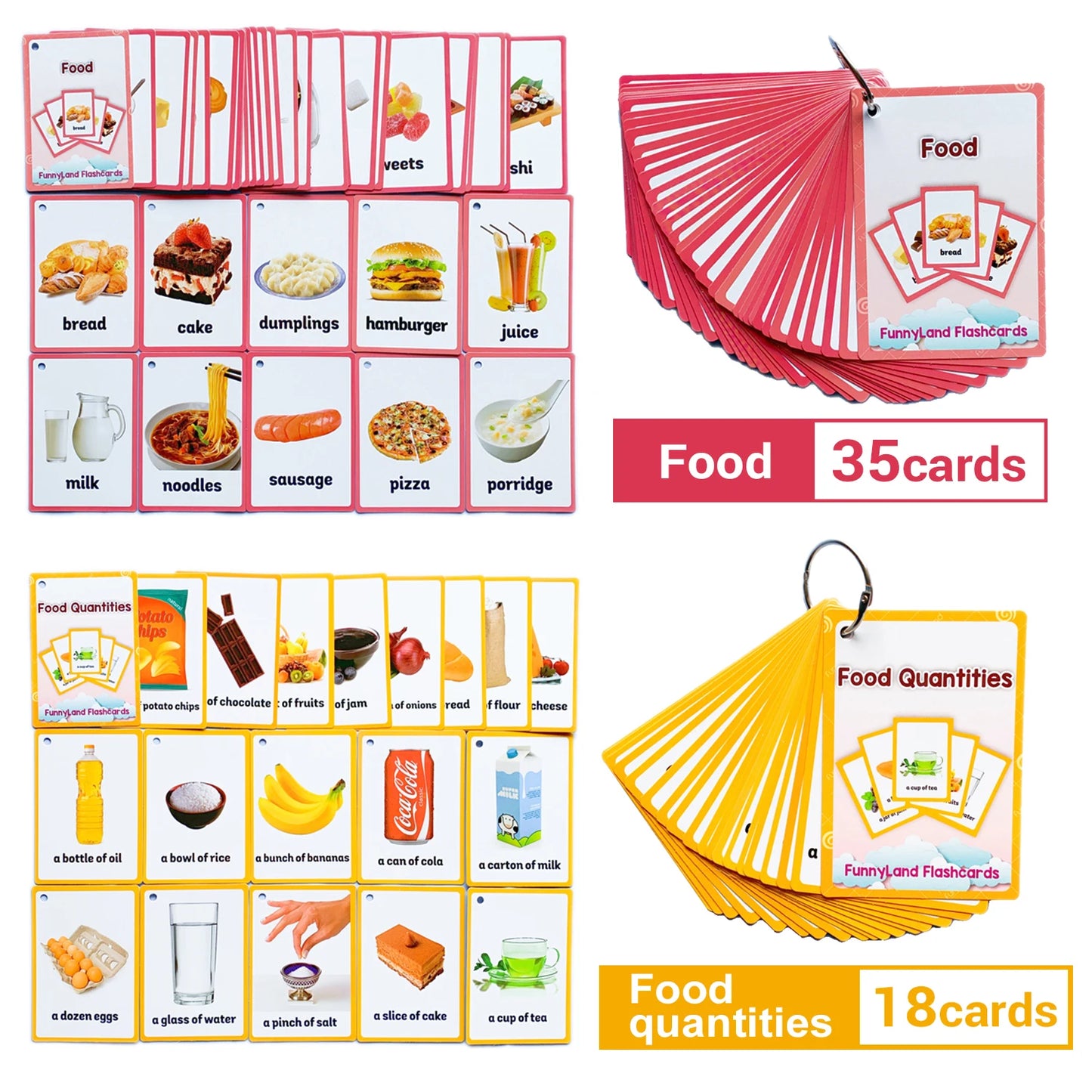 2 Sets of Montessori Baby Learning  Word Flash pocket Cards