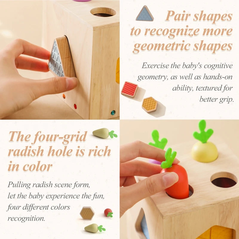 Pulling out Radish Shape Matching Wooden Educational Toy