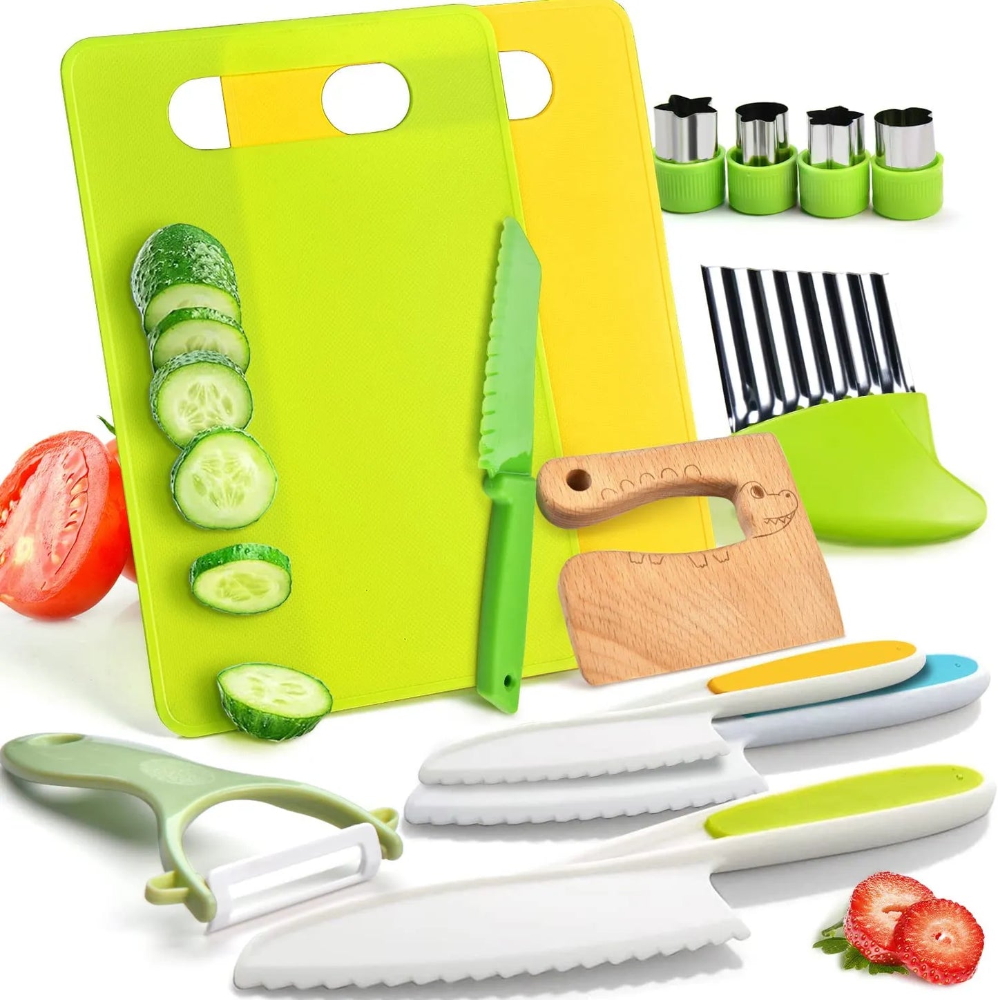 13 Pieces Montessori Kitchen Tools for Toddlers-Kids Safe Cooking Set