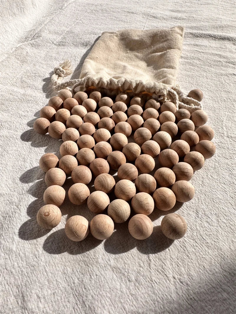 Creative Play Montessori Sensory Wooden Toys, Calculate  Semi Tray 100  Board  with Felt Balls,  Alphabets Numbers.
