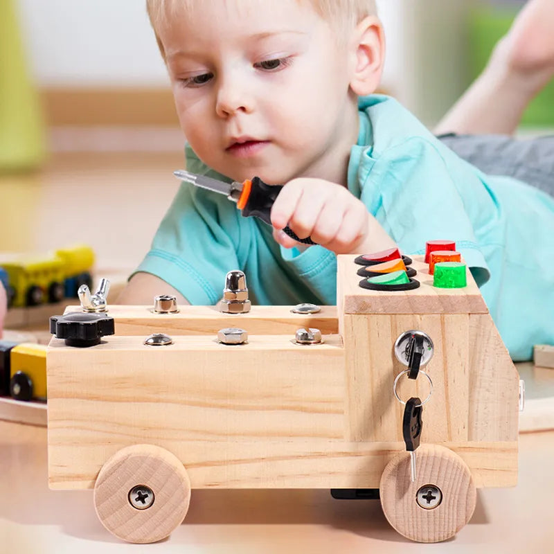Wooden LED Switch,Disassembly and Assembly, Screws and Nuts  Montessori Busy Board