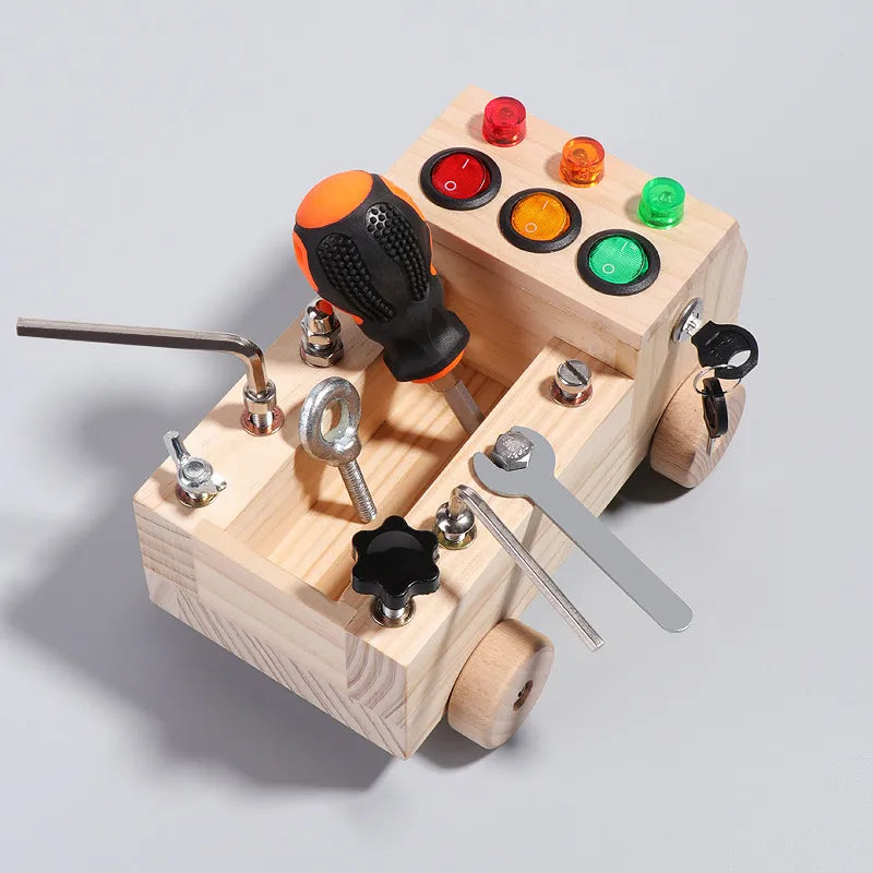 Wooden LED Switch,Disassembly and Assembly, Screws and Nuts  Montessori Busy Board
