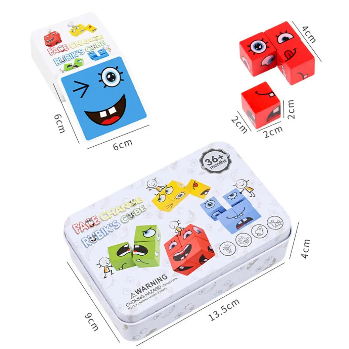 Wooden Cube Face Changing  Emotions and Expression Game