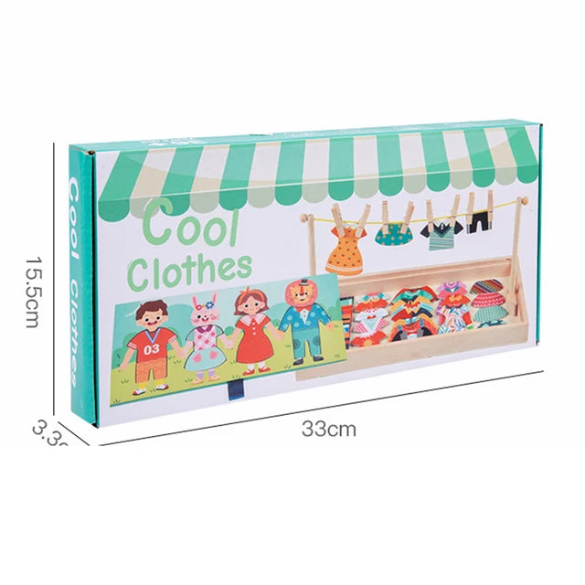 Drying Rack Clothes Dress-Up Jigsaw Puzzle Montessori Wooden Toy