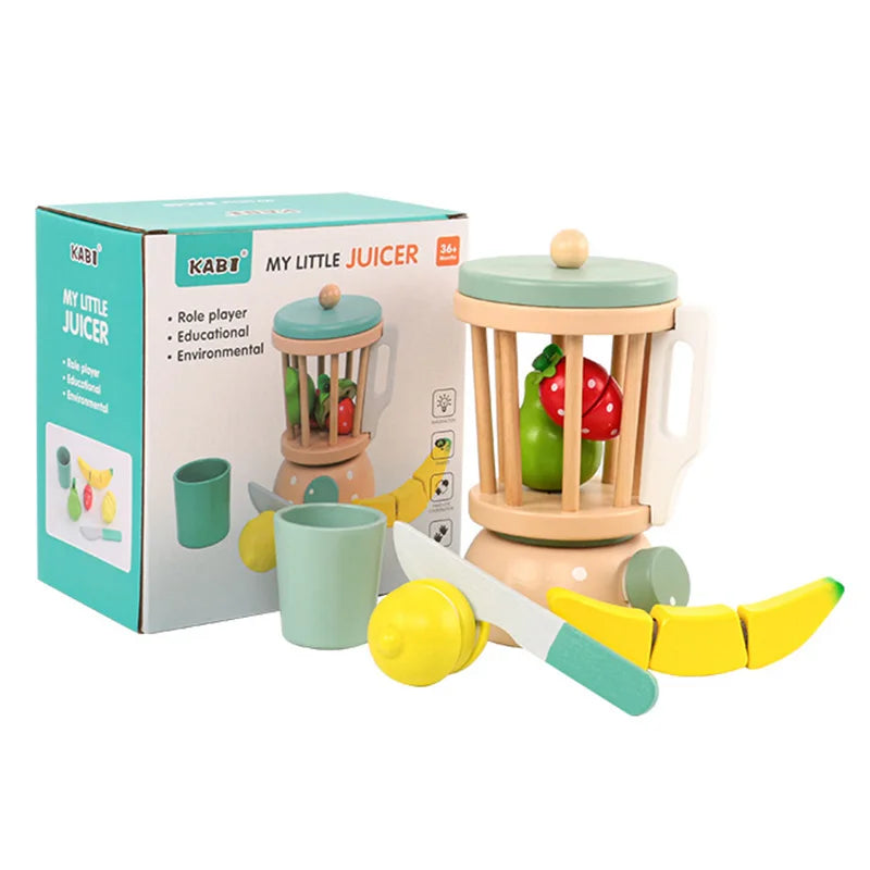 Wooden Kitchen - Pop-Up Toaster, 9Pcs Play Set, Pretend Play Food